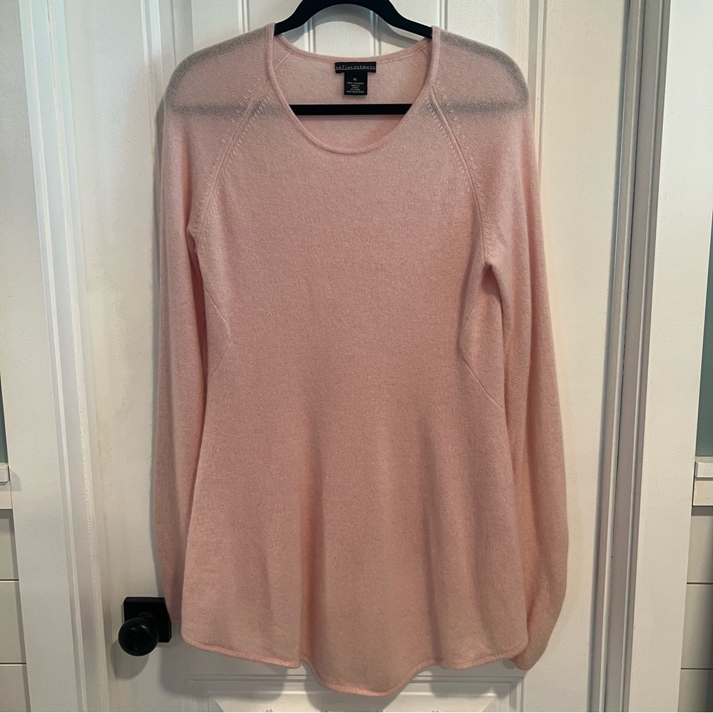 Sofia Cashmere‎ Blush Pink Long Sleeve Drop Front Cashmere Sweater. Size XL.